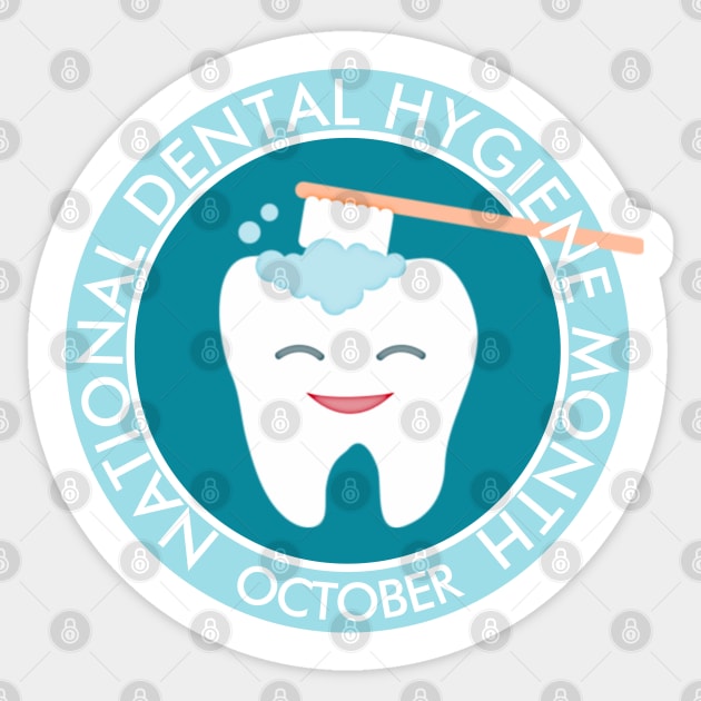 Molar Toothbrush National Dental Hygiene Month Sticker by HolidayBug